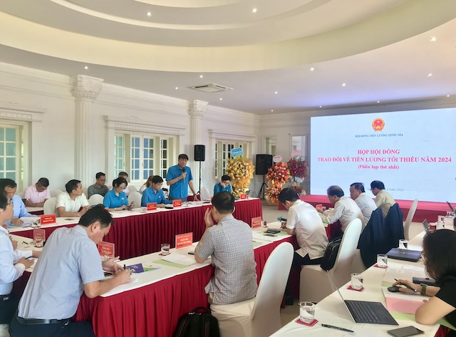 Phiên thứ nhất năm 2023 của Hội đồng tiền lương quốc gia tại Hạ Long, sáng 9.8.2023. Ảnh: Nguyễn Hùng.  