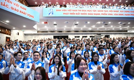 Các đại biểu dự Đại hội đại biểu toàn quốc Hội Sinh viên Việt Nam lần thứ XI, nhiệm kỳ 2023–2028. Ảnh: Phạm Đông
