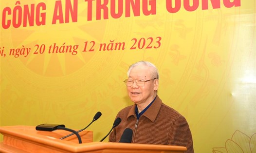 Tổng Bí thư Nguyễn Phú Trọng phát biểu chỉ đạo tại Hội nghị. Ảnh: Bộ Công an