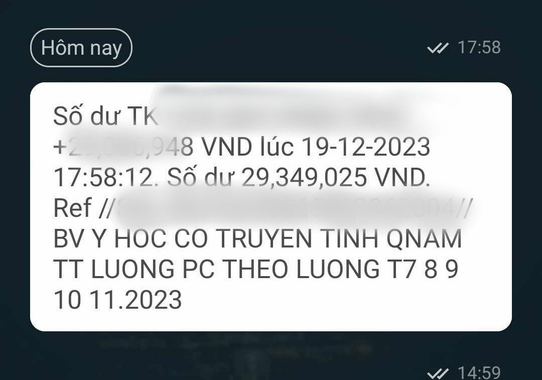 NLĐ ở Bệnh việc YHCT tỉnh Quảng Nam đã được trả nợ lương 5 tháng (từ tháng 7 - 11.2023). Ảnh: Hoàng Bin.