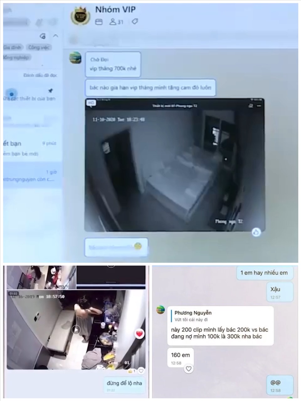 Những clip nhạy cảm do camera phòng ngủ ghi lại bị phát tán và rao bán trên mạng. Đồ họa: Đức Mạnh 