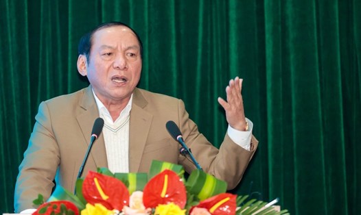 Bộ trưởng Bộ Văn hoá Thể thao và Du lịch Nguyễn Văn Hùng phát biểu tại Hội nghị. Ảnh: Bùi Lượng