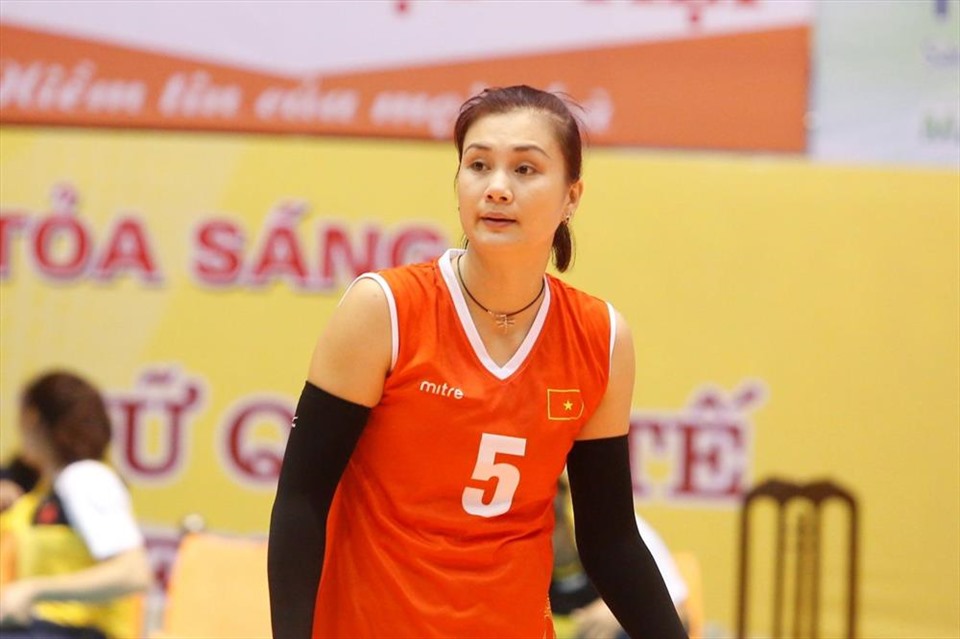 Phạm Kim Huệ khi còn khoác áo đội tuyển bóng chuyền nữ quốc gia. Ảnh: volleyball