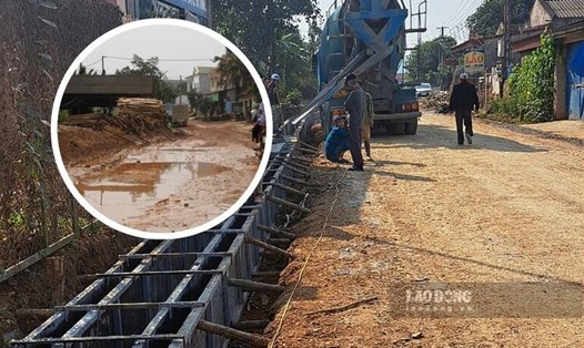 Tuyến đường tỉnh 313C xuống cấp nghiêm trọng ở huyện Cẩm Khê đang được cải tạo, sửa chữa. Ảnh: Tô Công