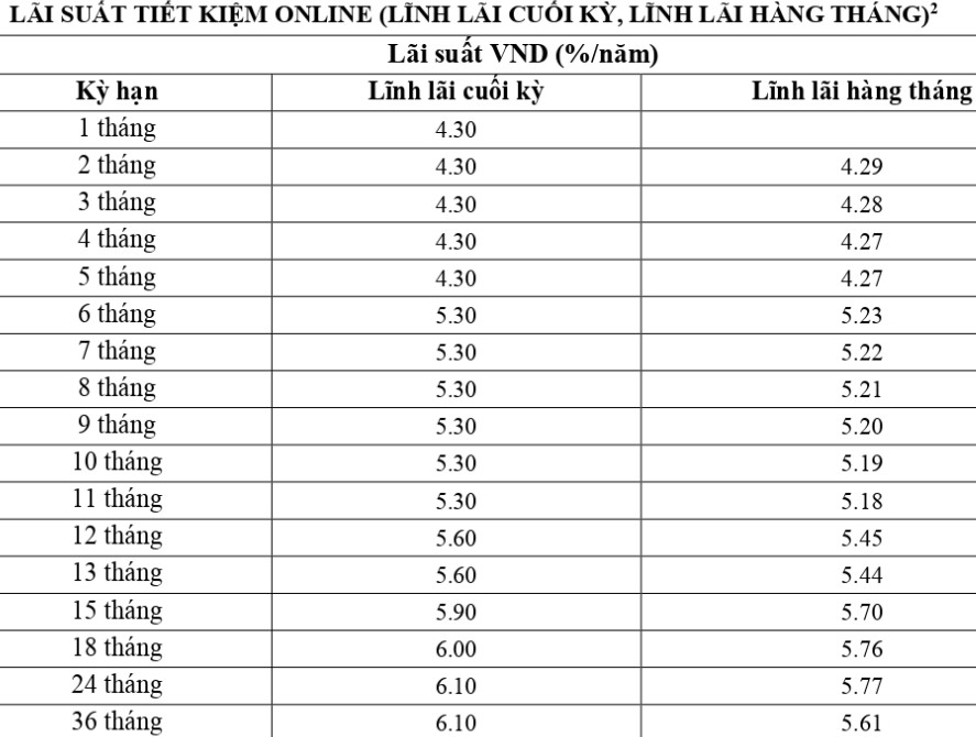 Cập nhật biểu lãi suất online tại VietABank ngày 23.12.2023. Ảnh chụp màn hình