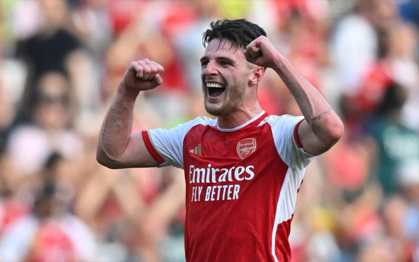 Declan Rice hứa hẹn sẽ gặt hái những thành công cùng Arsenal. Ảnh: AFP