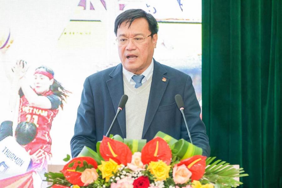 Cục trưởng Cục Thể dục Thể thao Đặng Hà Việt tại cuộc họp tổng kết hoạt động năm 2023. Ảnh: Bùi Lượng
