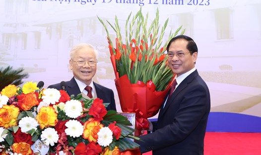 Tổng Bí thư Nguyễn Phú Trọng đã dự và phát biểu tại phiên khai mạc Hội nghị Ngoại giao lần thứ 32. Ảnh: Hải Nguyễn