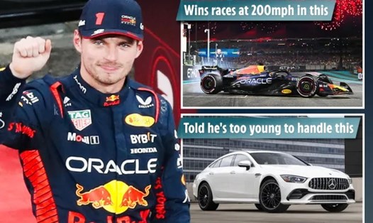 Max Verstappen vô địch thế giới đua xe F1 3 năm liên tiếp nhưng chưa đủ tuổi lái chiếc AMG GT. Ảnh: The Sun