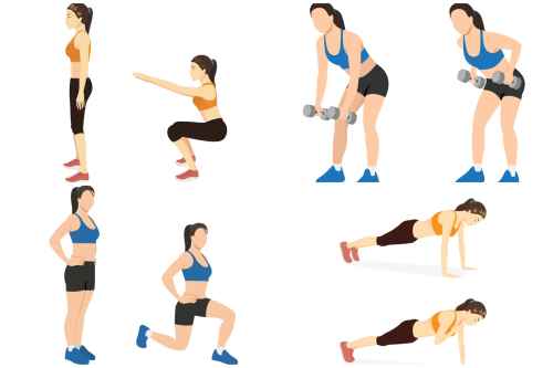 4 bài tập tăng cường sức mạnh và giảm cân tại nhà. Đồ họa: Thanh Thanh 