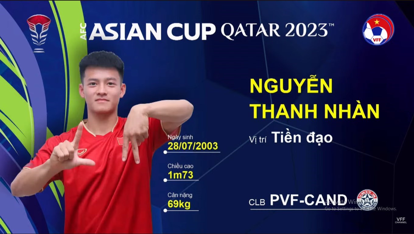 Thanh Nhàn là cầu thủ duy nhất đang thi đấu tại giải hạng Nhất quốc gia có tên trong đợt tập trung này của tuyển Việt Nam. Ảnh chụp màn hình