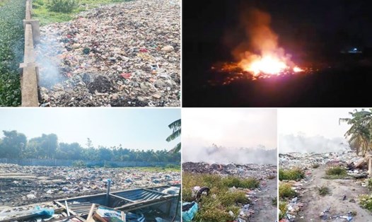 Tình trạng đốt rác lộ thiên tại bãi rác xã Hải Trung. Ảnh: Người dân cung cấp