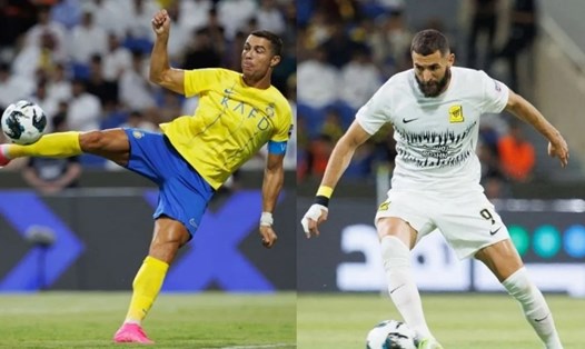 Cristiano Ronaldo lần đầu tiên đối đầu Karim Benzema ở Saudi Pro League. Ảnh: Al-Nassr
