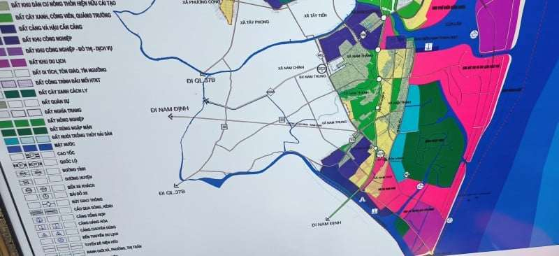 Một phần bản đồ quy hoạch phân khu Khu kinh tế Thái Bình đoạn ven biển huyện Tiền Hải.