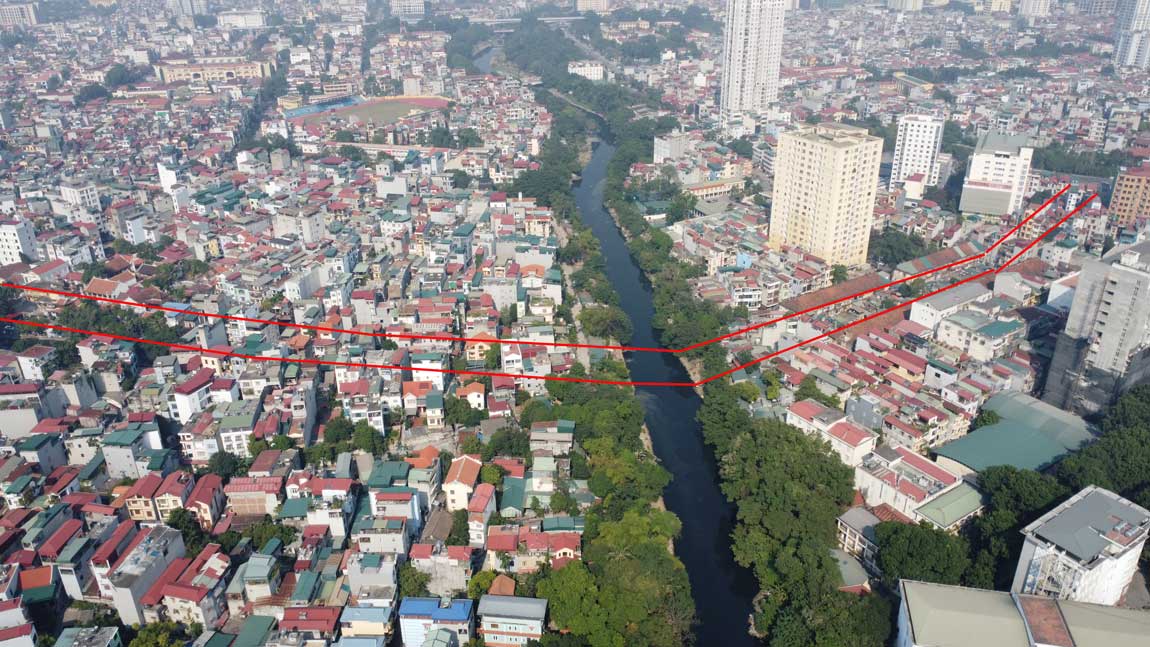 Cận cảnh vị trí sắp xây dựng cầu vượt sông tại Hà Nội