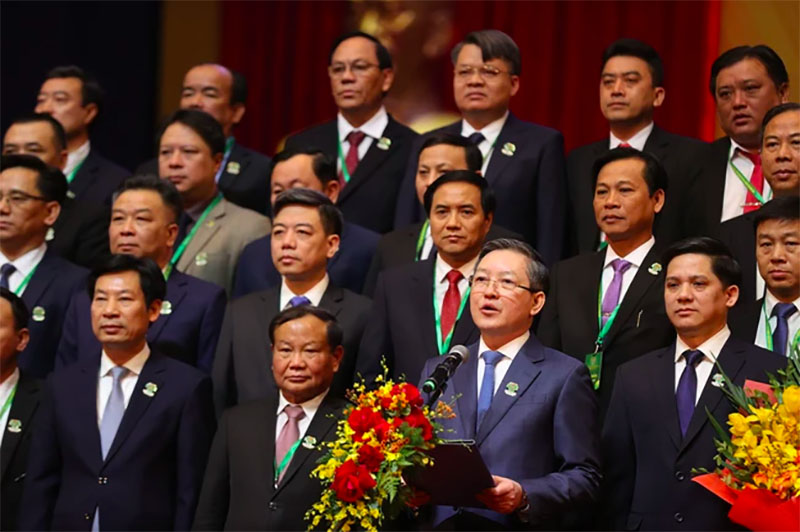 Ông Lương Quốc Đoàn - Chủ tịch Trung ương Hội Nông dân Việt Nam phát biểu trước Đại hội VIII. Ảnh:   