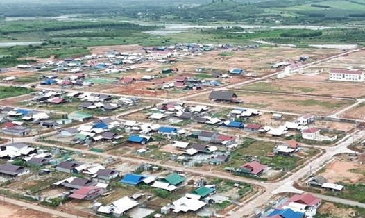 Toàn cảnh khu tái định cư số 2 (xã Cư Bông, huyện Ea Kar, tỉnh Đắk Lắk) khi nhìn từ trên cao. Ảnh: Bảo Trung
