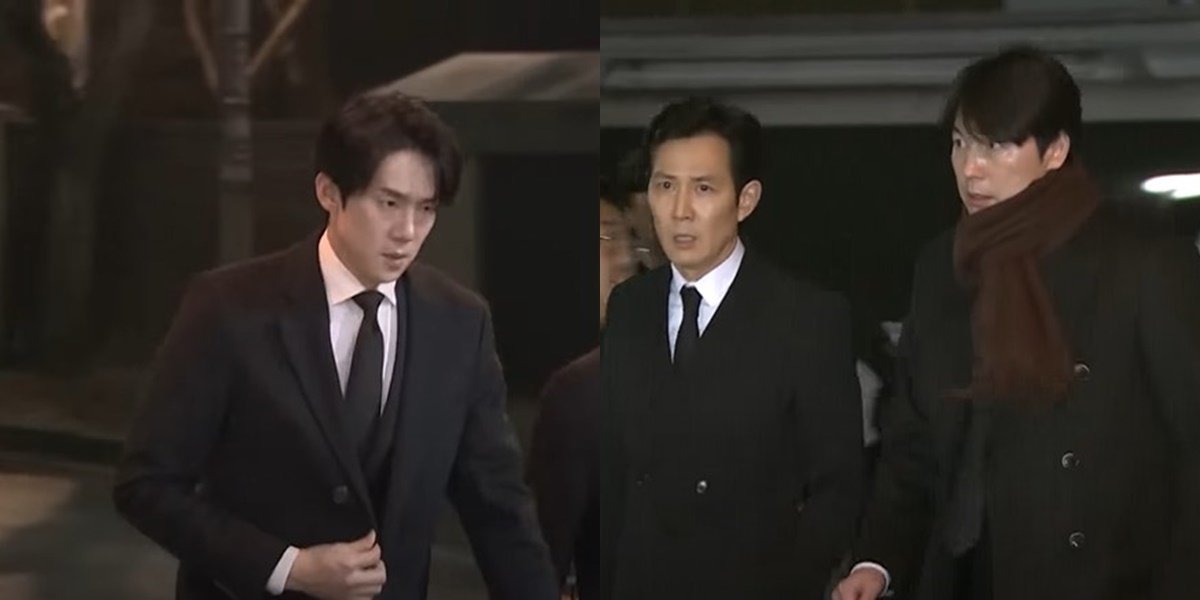 Yoo Yeon Seok, Lee Jung Jae đến viếng Lee Sun Kyun lúc tối muộn. Ảnh: Hyeongchang