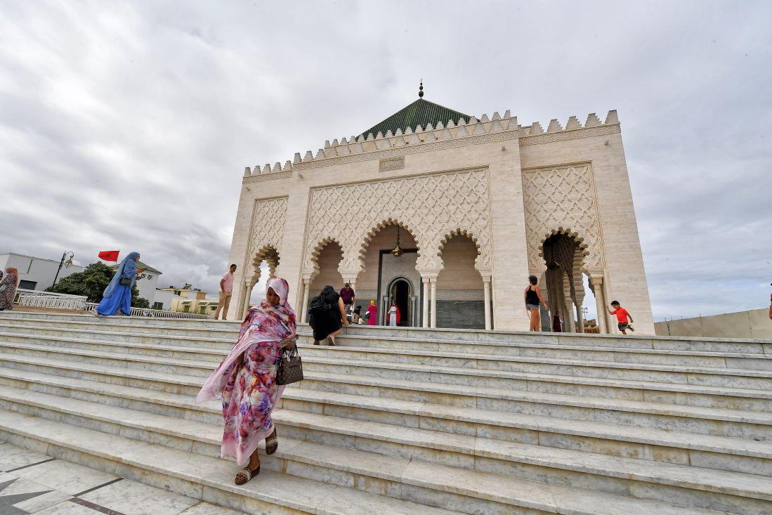Lăng mộ vua Mohammed V là một công trình tráng lệ, nổi bật ở Rabat.