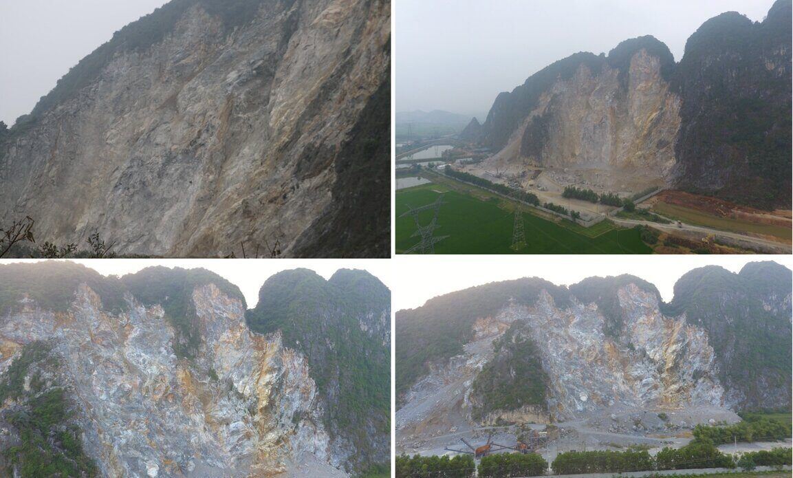 Những vách đá dựng đứng tại mỏ đá Hang Voi 