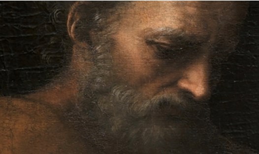 Phần mặt của Thánh Joseph trong bức tranh có điểm khác biệt với các nhân vật khác. Ảnh: Chụp màn hình