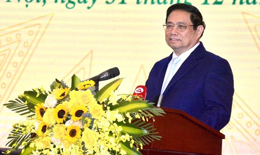 Thủ tướng Chính phủ Phạm Minh Chính phát biểu tại hội nghị triển khai nhiệm vụ năm 2024 ngành Tài nguyên và Môi trường. Ảnh: La Duy