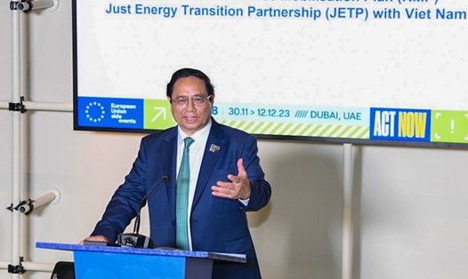 Thủ tướng Phạm Minh Chính phát biểu tại lễ công bố Kế hoạch huy động nguồn lực thực hiện JETP. Ảnh: VGP