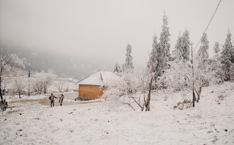 Tuyết rơi như trời Âu ở Lào Cai. Ảnh: Long Moon