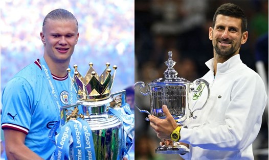 Erling Haaland và Novak Djokovic đều có năm 2023 thành công. Ảnh: Daily Mail