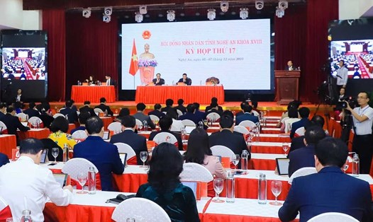 Toàn cảnh phiên khai mạc kỳ họp thứ 17, HĐND tỉnh Nghệ An khóa XVIII. Ảnh: Hải Đăng