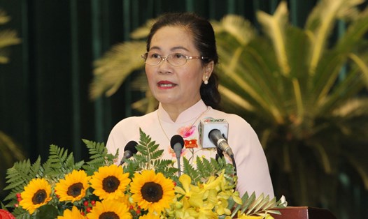 Chủ tịch HĐND TPHCM Nguyễn Thị Lệ phát biểu khai mạc kỳ họp.  Ảnh: Thành Nhân