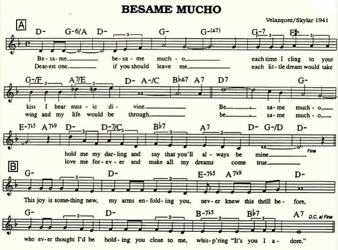 Bản nhạc "Besame Mucho". Ảnh: IMDb