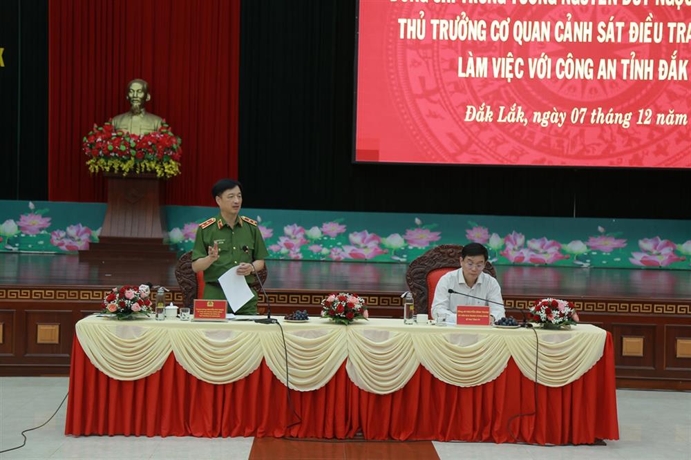 Thứ trưởng Nguyễn Duy Ngọc phát biểu tại buổi làm việc. Ảnh: Bộ Công an