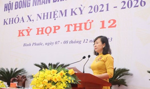 Bà Huỳnh Thị Hằng - Chủ tịch HĐND tỉnh Bình Phước có số phiếu tín nhiệm cao nhiều nhất. Ảnh: Đình Trọng