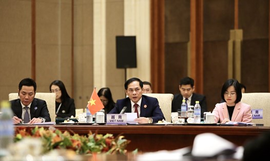 Bộ trưởng Bộ Ngoại giao Bùi Thanh Sơn khẳng định, Việt Nam coi trọng và tiếp tục đóng góp tích cực cho hợp tác giữa 6 nước thành viên hợp tác Mekong - Lan Thương. Ảnh: Bộ Ngoại giao