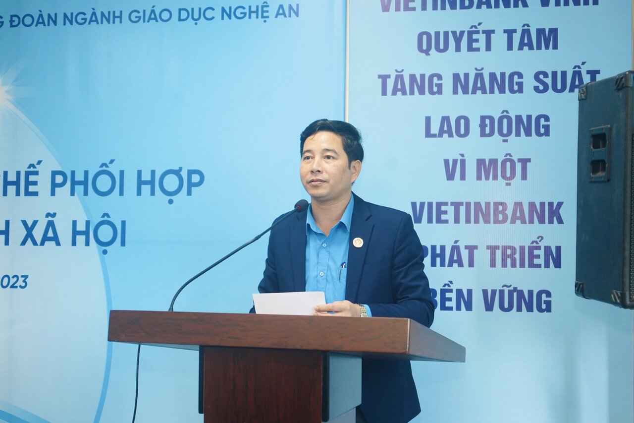 Ông Đặng Văn Hải – Chủ tịch Công đoàn ngành giáo dục phát biểu tại buổi lễ ký kết. Ảnh: Quỳnh Trang