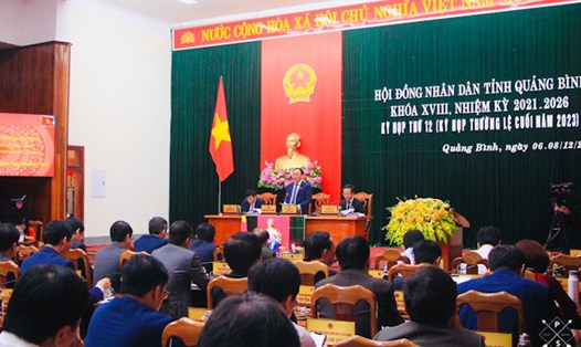 Kỳ họp thứ 12 HĐND tỉnh Quảng Bình khoá XVIII diễn ra từ 6-8.12.2023. Ảnh: Lê Phi Long