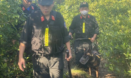 Cảnh sát cơ động Hà Tĩnh truy lùng trong rừng để bắt 2 phạm nhân bỏ trốn. Ảnh: Hà Tĩnh.