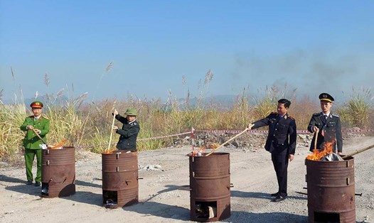 Tiêu hủy gần 20kg ma túy vật chứng trong vụ án hình sự tại Quảng Ninh. Ảnh: Cục Thi hành án dân sự Quảng Ninh