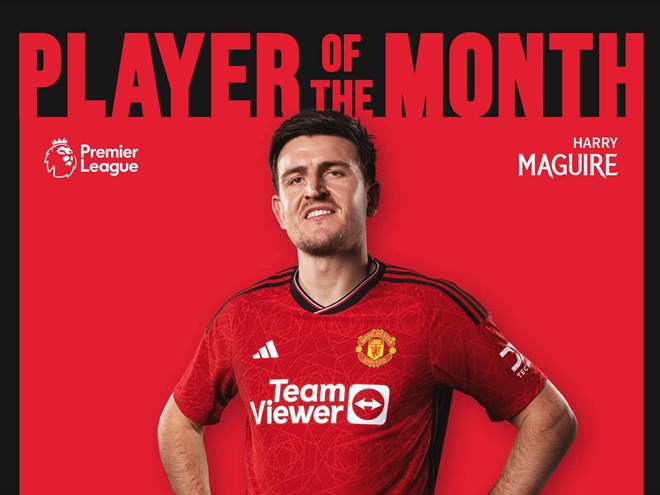 Harry Maguire trở thành cầu thủ hay nhất tháng 11 của Premier League. Ảnh: Manchester United