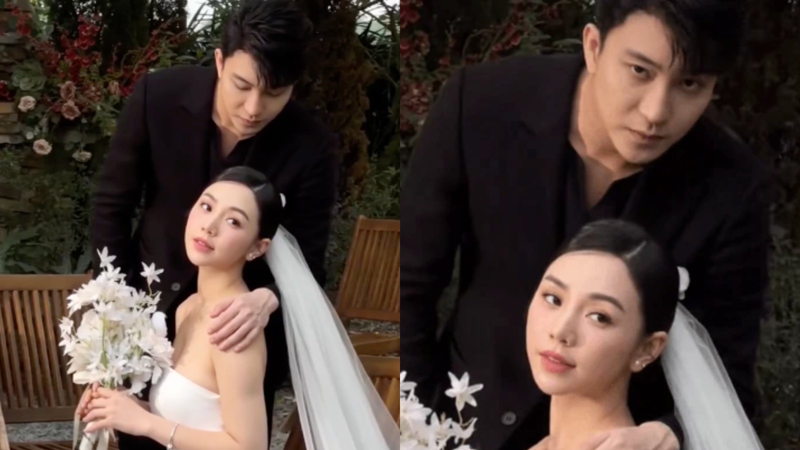 Quỳnh Kool và Bê Trần tình tứ trong hậu trường chụp ảnh cưới. Ảnh: Chụp màn hình