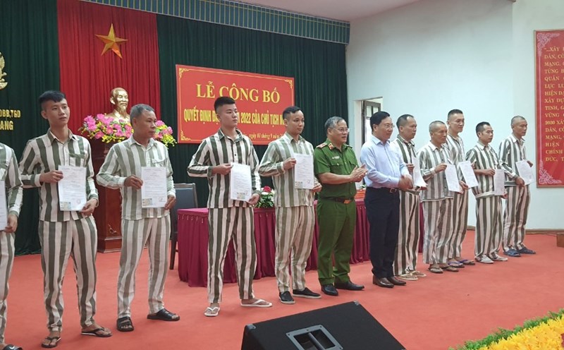 Buổi đặc xá tại Trại giam Vĩnh Quang (Vĩnh Phúc) - Bộ Công an. Ảnh: Việt Dũng