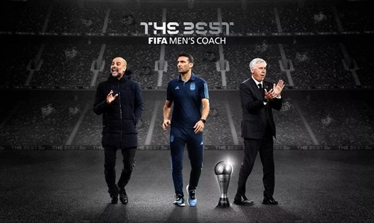 Pep Guardiola, Lionel Scaloni, Carlo Ancelotti sẽ tranh giải Huấn luyện viên xuất sắc nhất năm 2022. Ảnh: FIFA