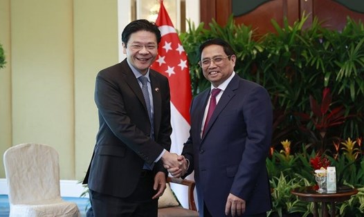 Thủ tướng Phạm Minh Chính tiếp Phó Thủ tướng, Bộ trưởng Tài chính Singapore Lawrence Wong trước khi kết thúc chuyến thăm chính thức Singapore, ngày 10.2.2023. Ảnh: VGP
