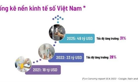 Thống kê nền kinh tế số Việt Nam. Biểu đồ: Lại Việt Anh, Phó Cục trưởng Phụ trách, Cục Thương mại điện tử và Kinh tế số