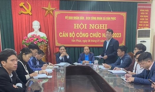Liên đoàn Lao động huyện Phúc Thọ, Hà Nội đã chỉ đạo 35/35 Công đoàn cơ sở khối hành chính sự nghiệp tổ chức Hội nghị Cán bộ, công chức, viên chức năm 2023. Ảnh: Hải Yến