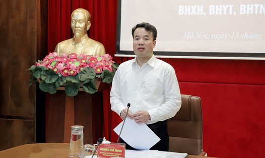 Tổng Giám đốc Bảo hiểm xã hội Việt Nam Nguyễn Thế Mạnh phát biểu tại hội nghị. Ảnh: Anh Thư.