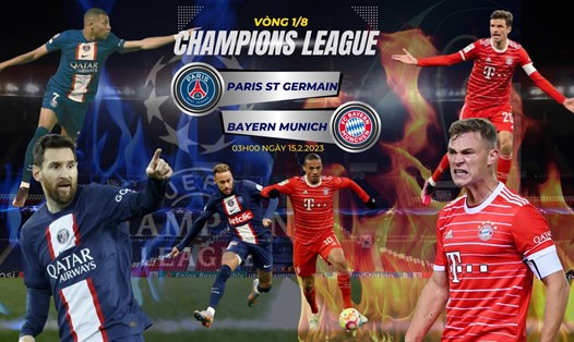 "Đại chiến" PSG vs Bayern Munich sẽ mở màn cho ngày Champions League 2022-2023 trở lại với vòng 1/8. Đồ họa: Lê Vinh