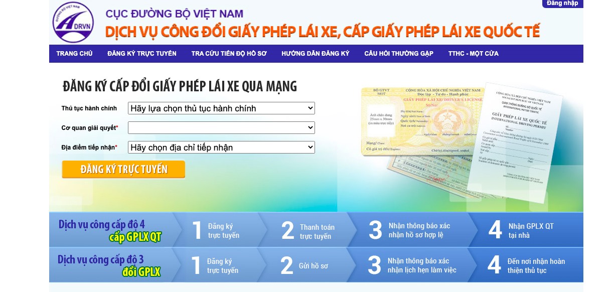 Đổi Giấy phép lái xe mức độ 3. Ảnh chụp màn hình: Phạm Đông