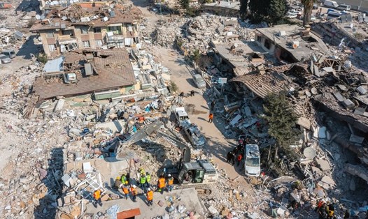 Quang cảnh sau động đất ở Antakya, tỉnh Hatay, Thổ Nhĩ Kỳ. Ảnh: Xinhua